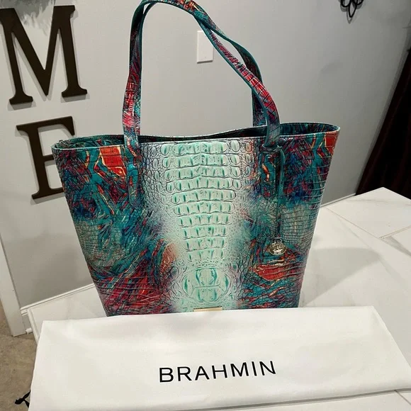 π§‘π Authentic Brahmin Brooke Dream OmbrΓ© Melbourne Tote w/Pouch ππ§‘ - Picture 2 of 13